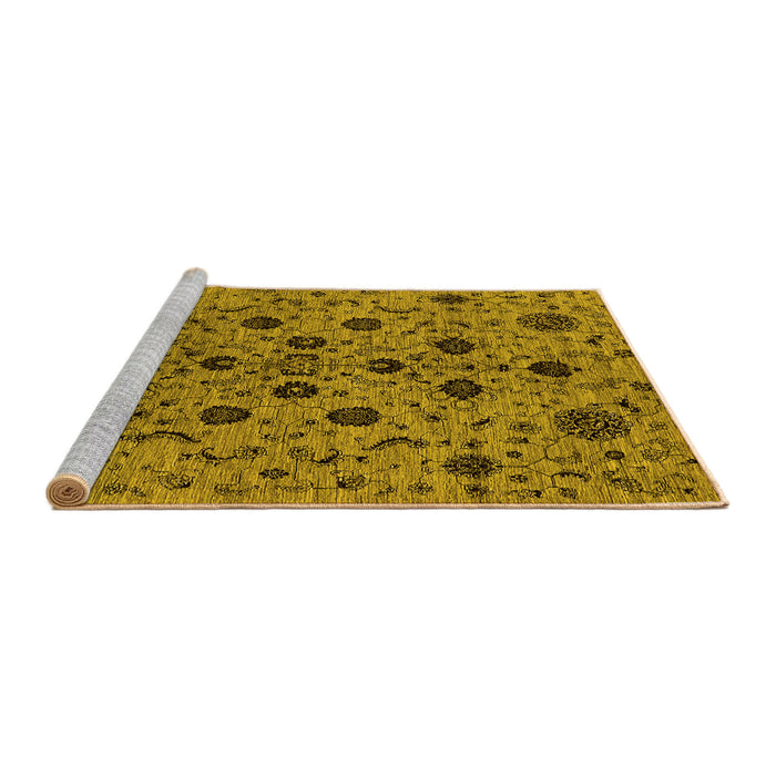 Sideview of Machine Washable Oriental Yellow Industrial Rug, wshurb2027yw