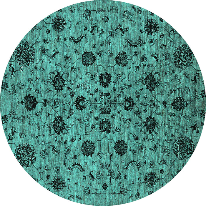 Round Oriental Turquoise Industrial Rug, urb2027turq