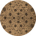 Round Machine Washable Oriental Brown Industrial Rug, wshurb2027brn