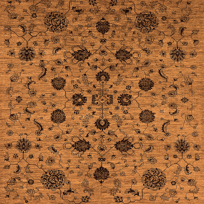 Square Machine Washable Oriental Orange Industrial Area Rugs, wshurb2027org