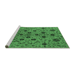 Sideview of Machine Washable Oriental Emerald Green Industrial Area Rugs, wshurb2027emgrn