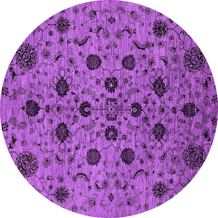 Round Machine Washable Oriental Purple Industrial Area Rugs, wshurb2027pur