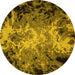 Round Oriental Yellow Industrial Rug, urb2028yw