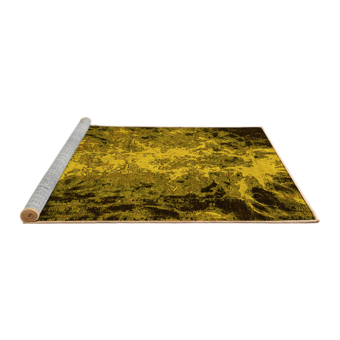 Sideview of Machine Washable Oriental Yellow Industrial Rug, wshurb2028yw