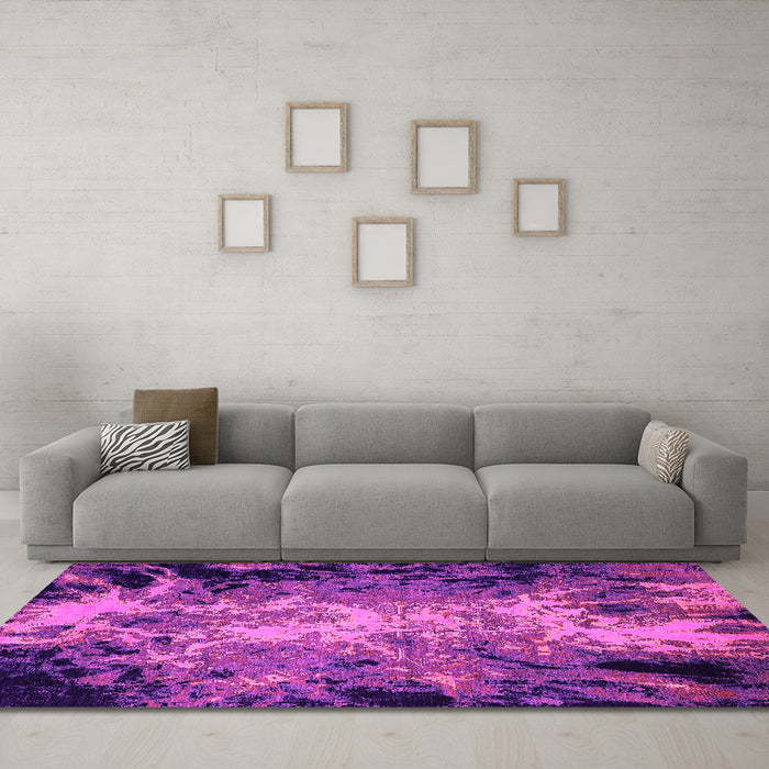 Machine Washable Oriental Pink Industrial Rug in a Living Room, wshurb2028pnk