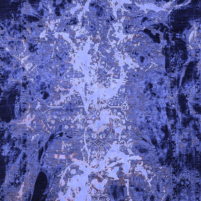 Machine Washable Oriental Blue Industrial Rug, wshurb2028blu