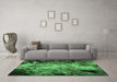 Machine Washable Oriental Emerald Green Industrial Area Rugs in a Living Room,, wshurb2028emgrn