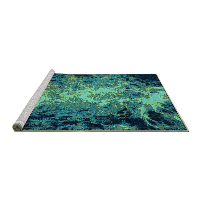 Sideview of Machine Washable Oriental Turquoise Industrial Area Rugs, wshurb2028turq