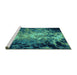 Sideview of Machine Washable Oriental Turquoise Industrial Area Rugs, wshurb2028turq