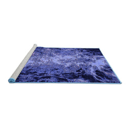 Sideview of Machine Washable Oriental Blue Industrial Rug, wshurb2028blu