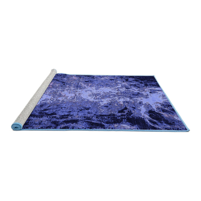Sideview of Machine Washable Oriental Blue Industrial Rug, wshurb2028blu