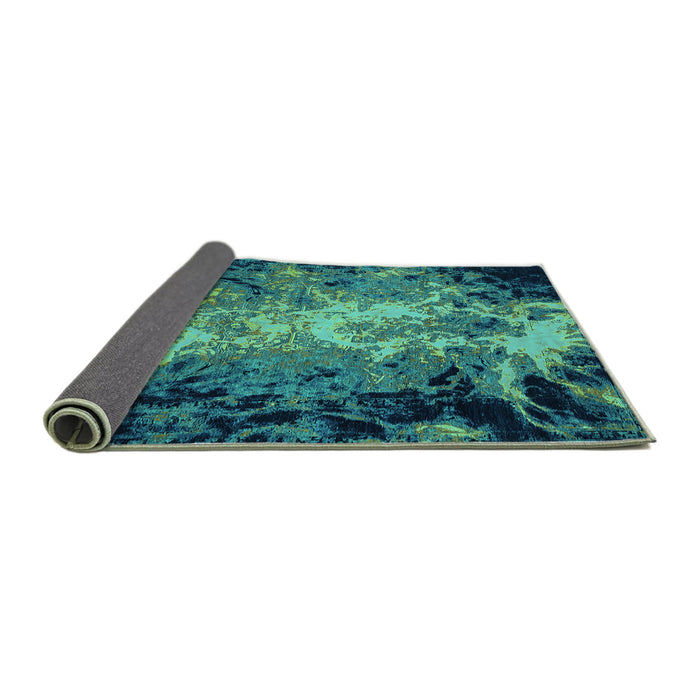Sideview of Oriental Turquoise Industrial Rug, urb2028turq
