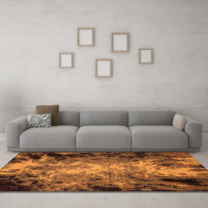 Machine Washable Oriental Orange Industrial Area Rugs in a Living Room, wshurb2028org