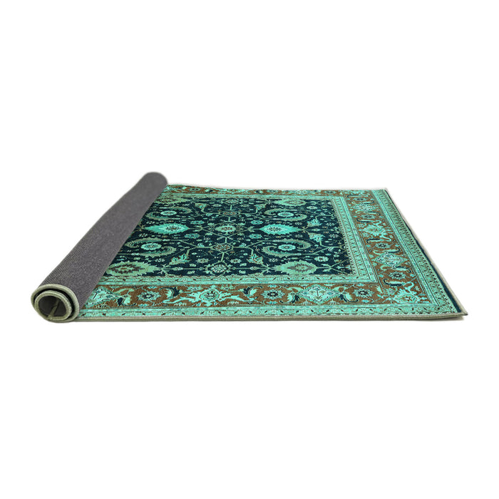 Sideview of Oriental Turquoise Industrial Rug, urb2029turq
