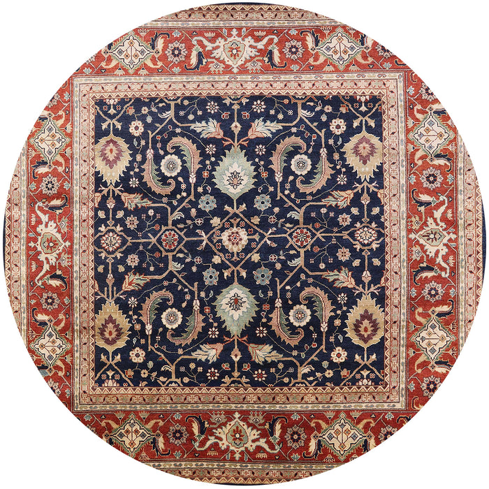 Round Machine Washable Industrial Modern Vermilion Red Rug, wshurb2029