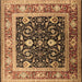 Square Machine Washable Oriental Brown Industrial Rug, wshurb2029brn