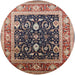 Round Mid-Century Modern Red Oriental Rug, urb2029