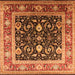 Square Machine Washable Oriental Orange Industrial Area Rugs, wshurb2029org