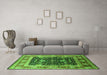 Machine Washable Oriental Green Industrial Area Rugs in a Living Room,, wshurb2029grn