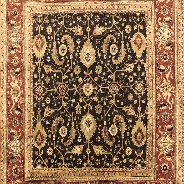 Machine Washable Oriental Brown Industrial Rug, wshurb2029brn
