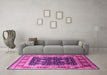 Machine Washable Oriental Pink Industrial Rug in a Living Room, wshurb2029pnk