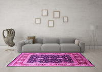 Machine Washable Oriental Pink Industrial Rug, wshurb2029pnk