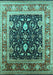 Machine Washable Oriental Turquoise Industrial Area Rugs, wshurb2029turq