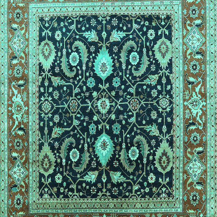 Machine Washable Oriental Turquoise Industrial Area Rugs, wshurb2029turq