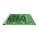 Sideview of Machine Washable Oriental Emerald Green Industrial Area Rugs, wshurb2029emgrn