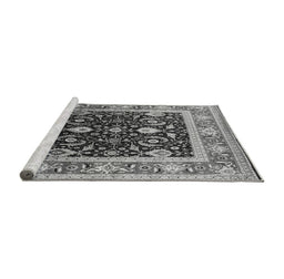 Sideview of Machine Washable Oriental Gray Industrial Rug, wshurb2029gry