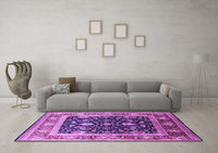 Machine Washable Oriental Purple Industrial Rug, wshurb2029pur