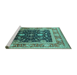 Sideview of Machine Washable Oriental Turquoise Industrial Area Rugs, wshurb2029turq