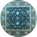 Round Oriental Light Blue Industrial Rug, urb2029lblu