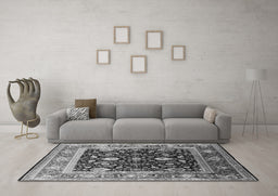 Machine Washable Oriental Gray Industrial Rug in a Living Room,, wshurb2029gry