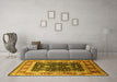 Machine Washable Oriental Yellow Industrial Rug in a Living Room, wshurb2029yw