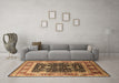 Machine Washable Oriental Brown Industrial Rug in a Living Room,, wshurb2029brn