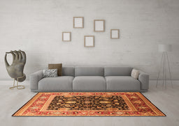Machine Washable Oriental Orange Industrial Area Rugs in a Living Room, wshurb2029org