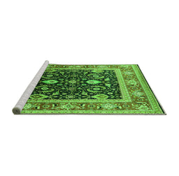 Sideview of Machine Washable Oriental Green Industrial Area Rugs, wshurb2029grn