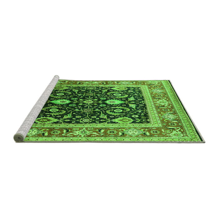 Sideview of Machine Washable Oriental Green Industrial Area Rugs, wshurb2029grn
