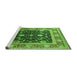 Sideview of Machine Washable Oriental Green Industrial Area Rugs, wshurb2029grn