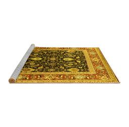 Sideview of Machine Washable Oriental Yellow Industrial Rug, wshurb2029yw