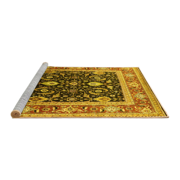 Sideview of Machine Washable Oriental Yellow Industrial Rug, wshurb2029yw