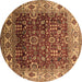 Round Machine Washable Oriental Brown Industrial Rug, wshurb2030brn