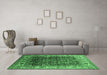 Machine Washable Oriental Emerald Green Industrial Area Rugs in a Living Room,, wshurb2030emgrn