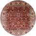 Round Mid-Century Modern Red Oriental Rug, urb2030