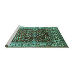 Sideview of Machine Washable Oriental Turquoise Industrial Area Rugs, wshurb2030turq