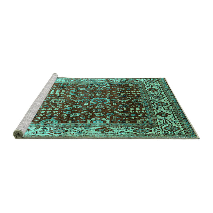 Sideview of Machine Washable Oriental Turquoise Industrial Area Rugs, wshurb2030turq