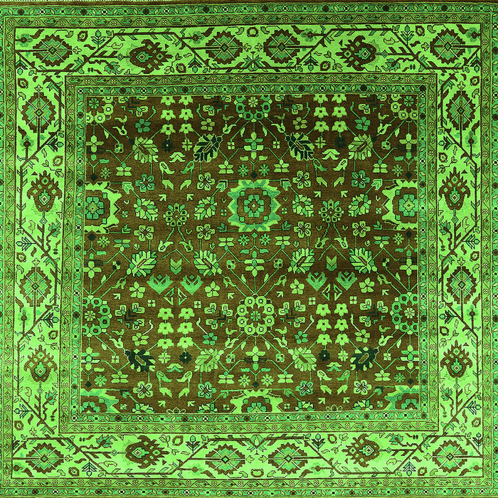 Square Machine Washable Oriental Green Industrial Area Rugs, wshurb2030grn