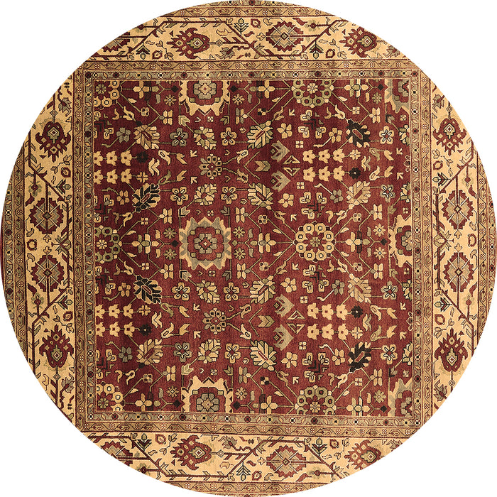 Round Oriental Brown Industrial Rug, urb2030brn