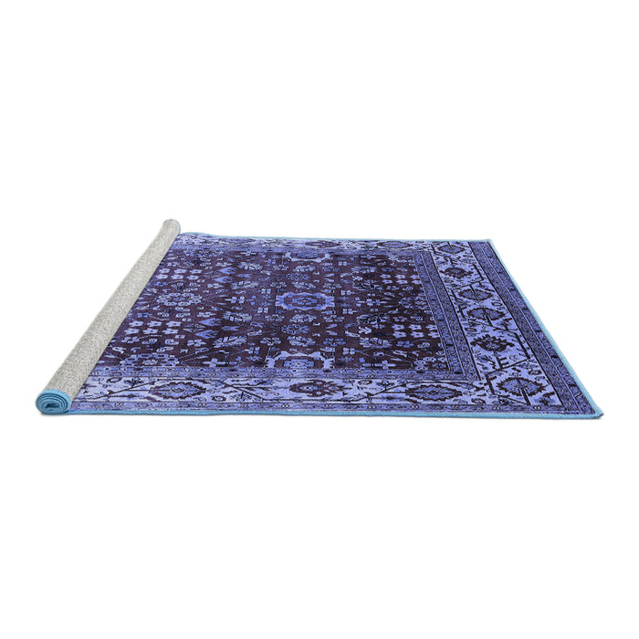 Sideview of Machine Washable Oriental Blue Industrial Rug, wshurb2030blu